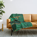 Abstract Green And Gold Emerald Marble Landscape  Throw Blanket Gallery Image 1