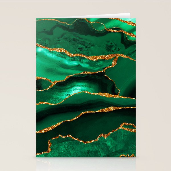 Abstract Green And Gold Emerald Marble Landscape  Stationery Card Gallery Image 1