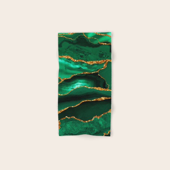 Abstract Green And Gold Emerald Marble Landscape  Bath Towel Gallery Image 1