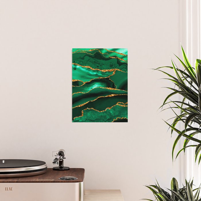 Abstract Green And Gold Emerald Marble Landscape  Poster Gallery Image 2