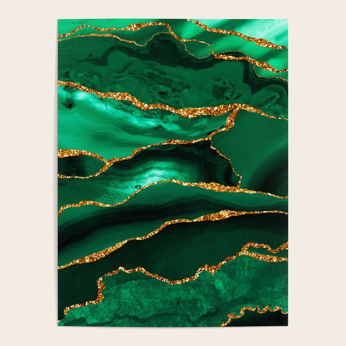 Abstract Green And Gold Emerald Marble Landscape  Poster Gallery Image 4
