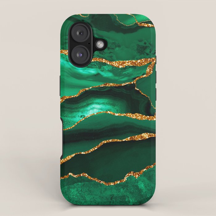 Abstract Green And Gold Emerald Marble Landscape  iPhone Case Gallery Image 1