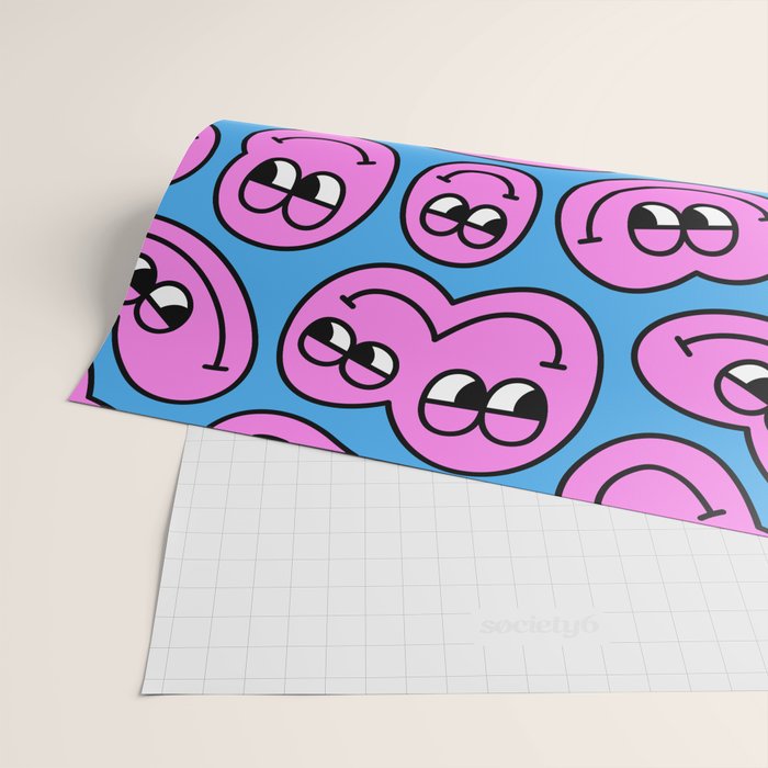 Funny retro smiling face cartoon pattern Wrapping Paper Gallery Image 2
