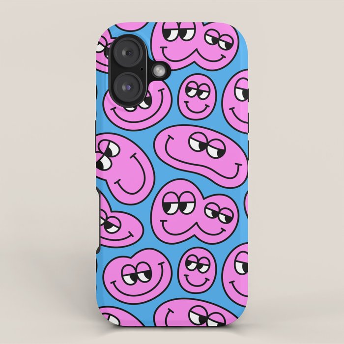 Funny retro smiling face cartoon pattern iPhone Case Gallery Image 1
