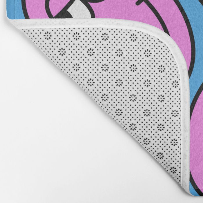Funny retro smiling face cartoon pattern Bath Mat Gallery Image 2