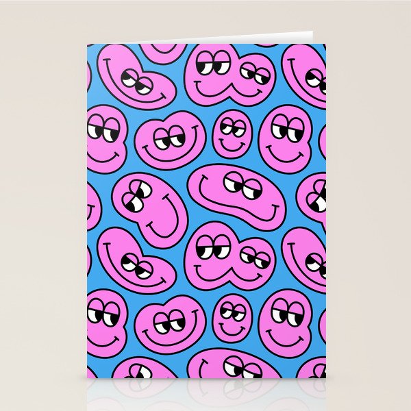 Funny retro smiling face cartoon pattern Stationery Card Gallery Image 1