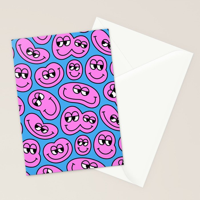 Funny retro smiling face cartoon pattern Stationery Card Gallery Image 2