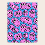 Funny retro smiling face cartoon pattern Poster Gallery Image 4