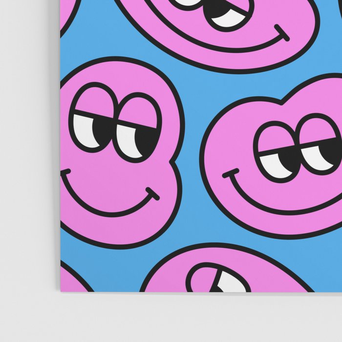 Funny retro smiling face cartoon pattern Poster Gallery Image 3