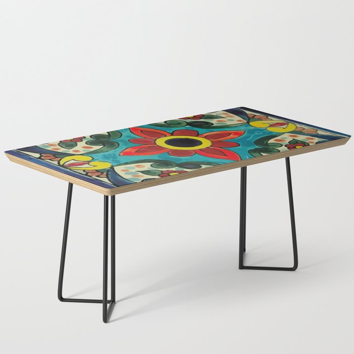 Colorful flower bouquet mexican tile floral pattern Coffee Table Gallery Image 1