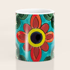 Colorful flower bouquet mexican tile floral pattern Coffee Mug Gallery Image 4