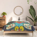 Colorful flower bouquet mexican tile floral pattern Comforter Gallery Image 3