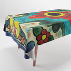 Colorful flower bouquet mexican tile floral pattern Tablecloth Gallery Image 1