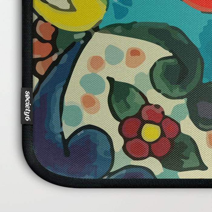 Colorful flower bouquet mexican tile floral pattern Laptop Sleeve Gallery Image 3