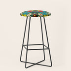 Colorful flower bouquet mexican tile floral pattern Stool Gallery Image 1