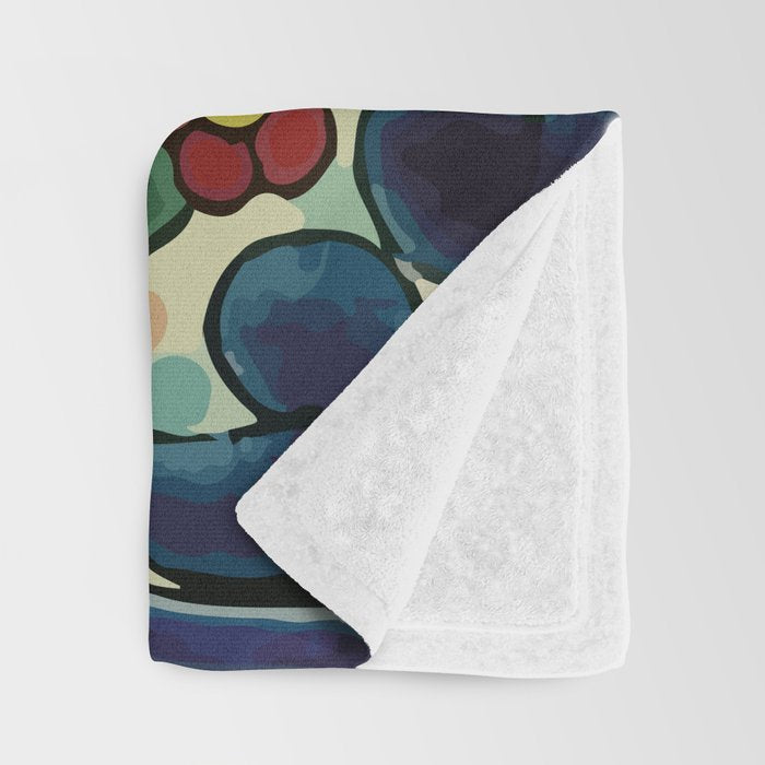 Colorful flower bouquet mexican tile floral pattern Throw Blanket Gallery Image 3