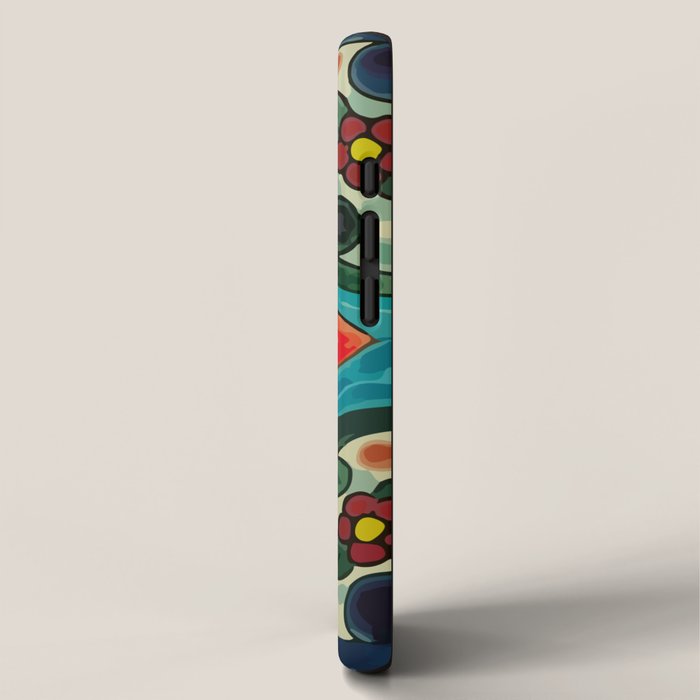 Colorful flower bouquet mexican tile floral pattern iPhone Case Gallery Image 2