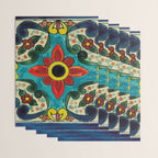 Colorful flower bouquet mexican tile floral pattern Wrapping Paper Gallery Image 3