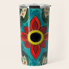 Colorful flower bouquet mexican tile floral pattern Travel Mug Gallery Image 1