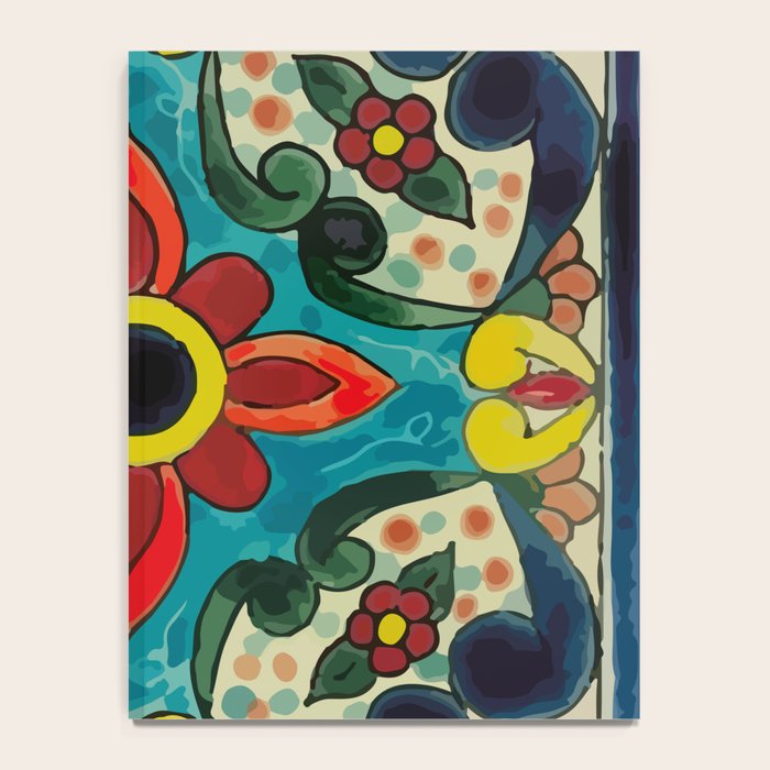 Colorful flower bouquet mexican tile floral pattern Notebook Gallery Image 4