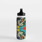 Colorful flower bouquet mexican tile floral pattern Water Bottle Gallery Image 3