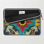 Colorful flower bouquet mexican tile floral pattern Laptop Sleeve Gallery Image 2
