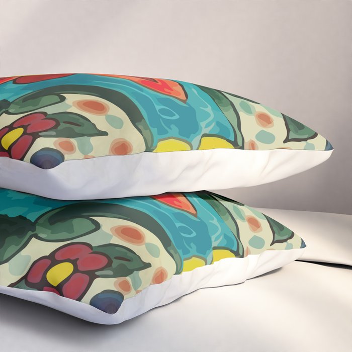 Colorful flower bouquet mexican tile floral pattern Pillow Sham Gallery Image 3