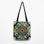 Colorful flower bouquet mexican tile floral pattern Tote Bag Gallery Image 2