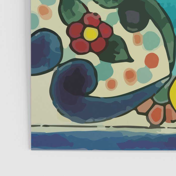 Colorful flower bouquet mexican tile floral pattern Poster Gallery Image 3