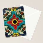 Colorful flower bouquet mexican tile floral pattern Stationery Card Gallery Image 2