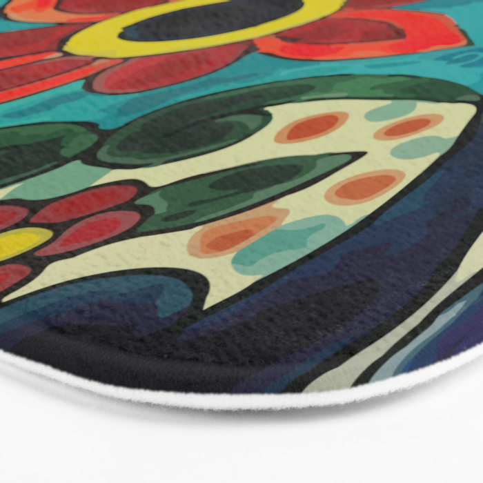 Colorful flower bouquet mexican tile floral pattern Bath Mat Gallery Image 3