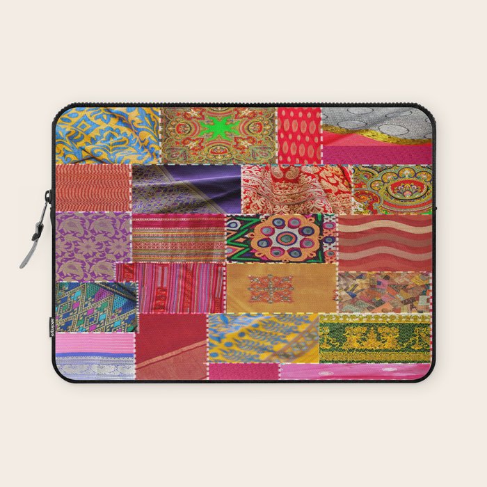 Boho Sari Patchwork Quilt Laptop Sleeve Gallery Image 1