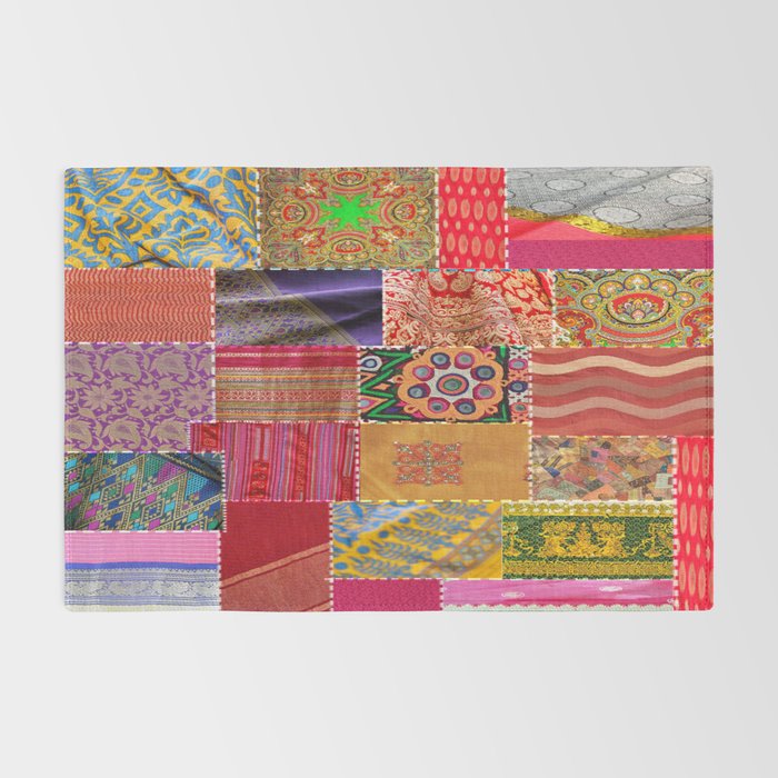 Boho Sari Patchwork Quilt Rug Gallery Image 2