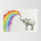 Baby Elephant Spraying Rainbow Rug Gallery Image 2