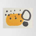 Unique Abstract Unique Mid century Modern Yellow Mustard Black Ring Dots Rug Gallery Image 2