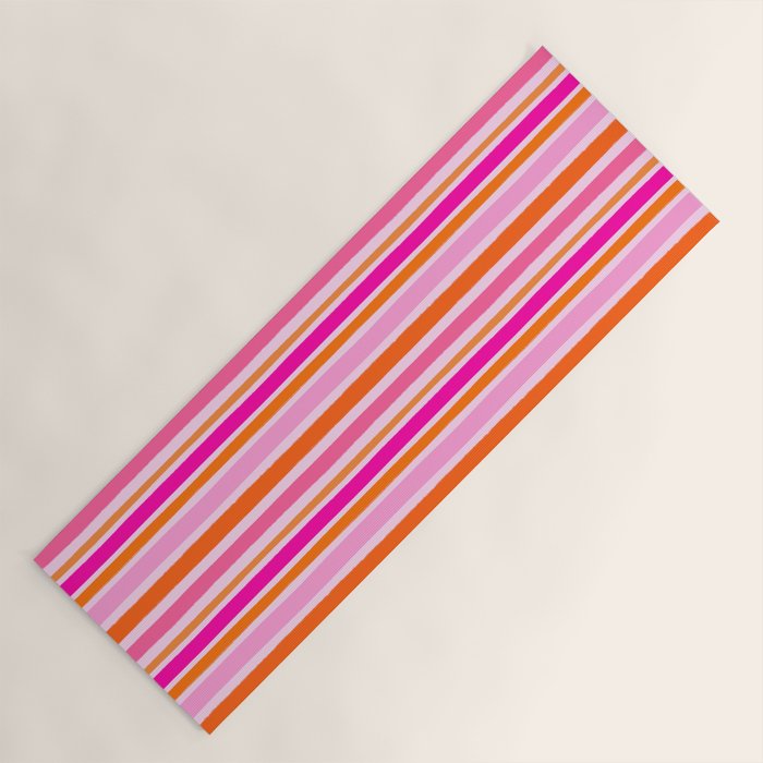 Pink and Orange Stripes Freehand Yoga Mat Gallery Image 1