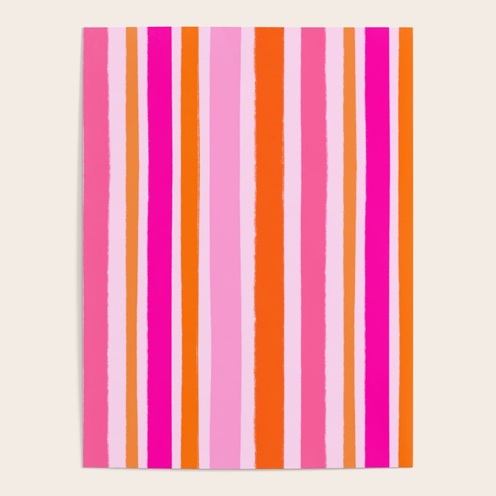 Pink and Orange Stripes Freehand Poster Gallery Image 4
