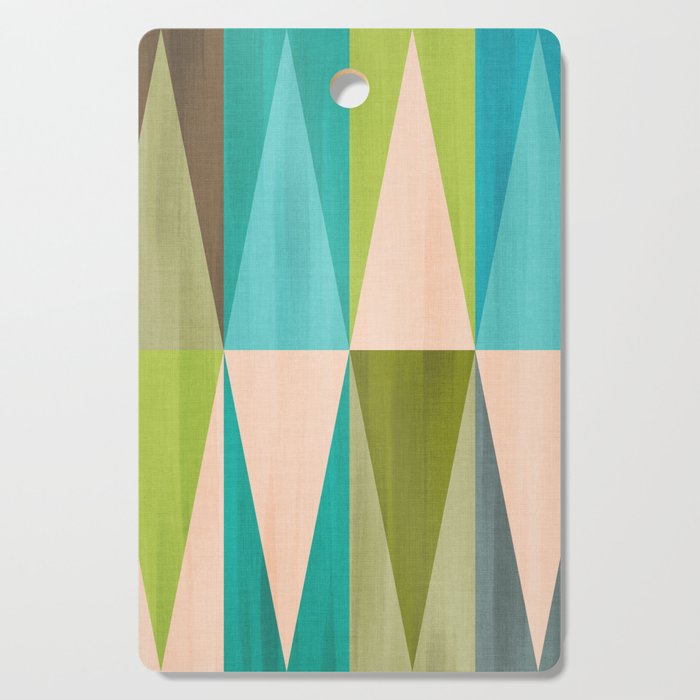 Mid Mod Diamond Pattern 3. textured Blue Green Cutting Board Gallery Image 1