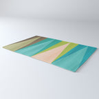 Mid Mod Diamond Pattern 3. textured Blue Green Rug Gallery Image 3