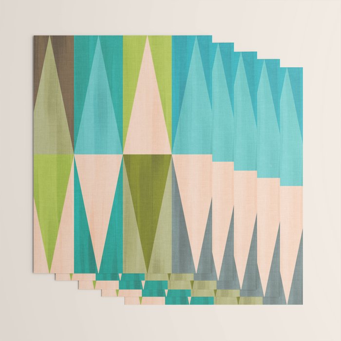 Mid Mod Diamond Pattern 3. textured Blue Green Wrapping Paper Gallery Image 3