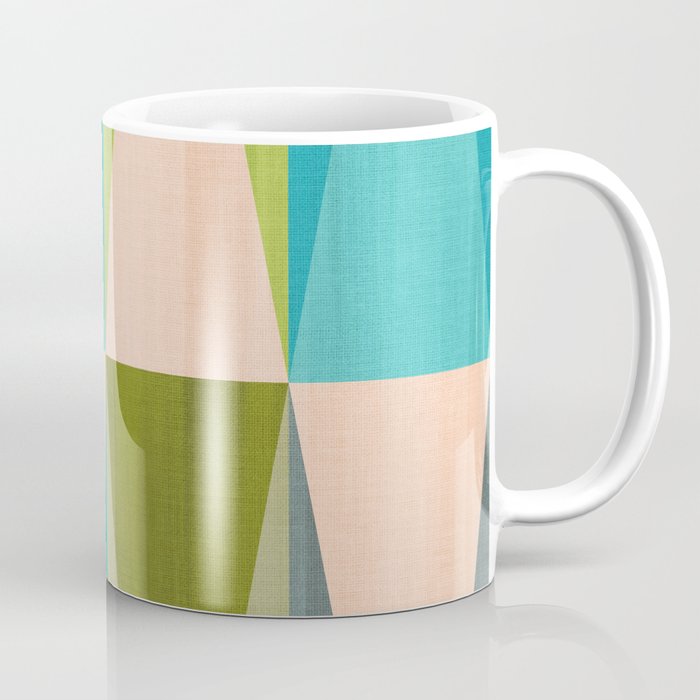 Mid Mod Diamond Pattern 3. textured Blue Green Coffee Mug Gallery Image 1