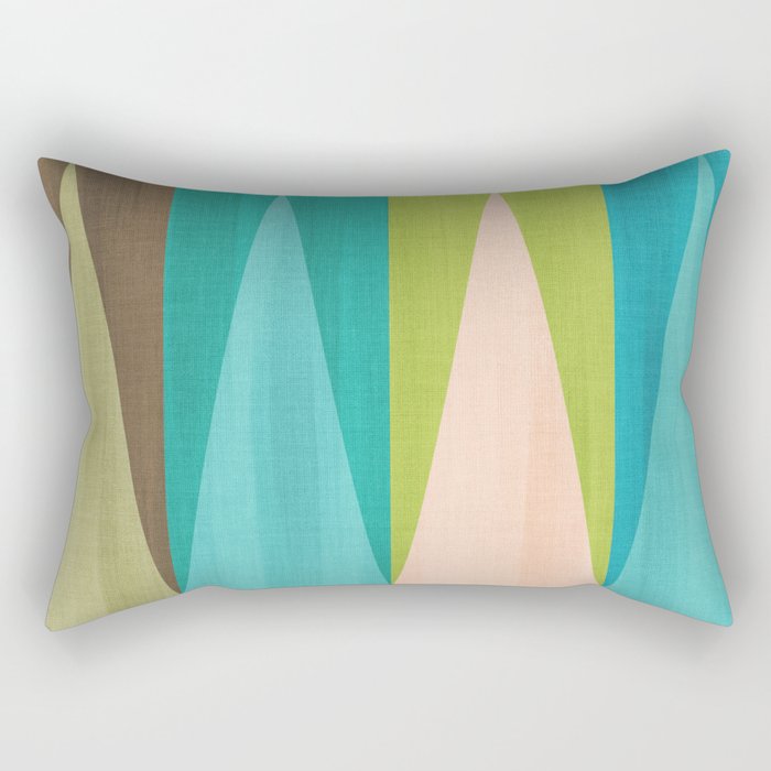 Mid Mod Diamond Pattern 3. textured Blue Green Rectangular Pillow Gallery Image 1