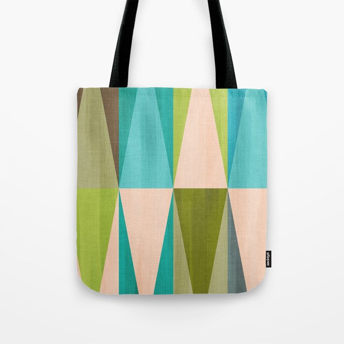 Mid Mod Diamond Pattern 3. textured Blue Green Tote Bag Gallery Image 1