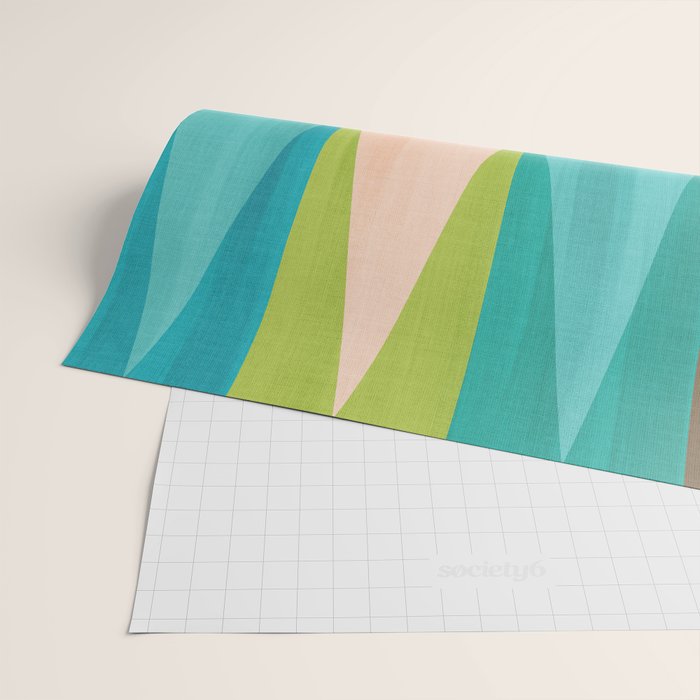 Mid Mod Diamond Pattern 3. textured Blue Green Wrapping Paper Gallery Image 2