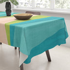 Mid Mod Diamond Pattern 3. textured Blue Green Tablecloth Gallery Image 3