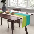 Mid Mod Diamond Pattern 3. textured Blue Green Table Runner Gallery Image 2