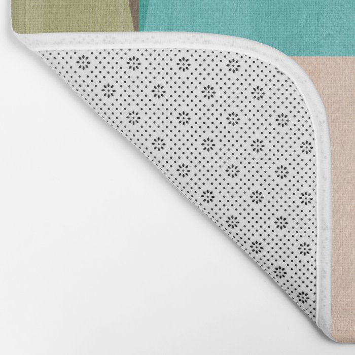 Mid Mod Diamond Pattern 3. textured Blue Green Bath Mat Gallery Image 2