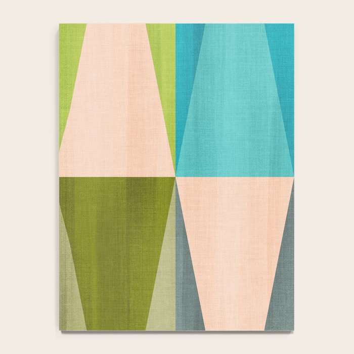 Mid Mod Diamond Pattern 3. textured Blue Green Notebook Gallery Image 4