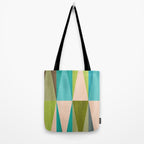Mid Mod Diamond Pattern 3. textured Blue Green Tote Bag Gallery Image 2