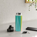 Mid Mod Diamond Pattern 3. textured Blue Green Water Bottle Gallery Image 4